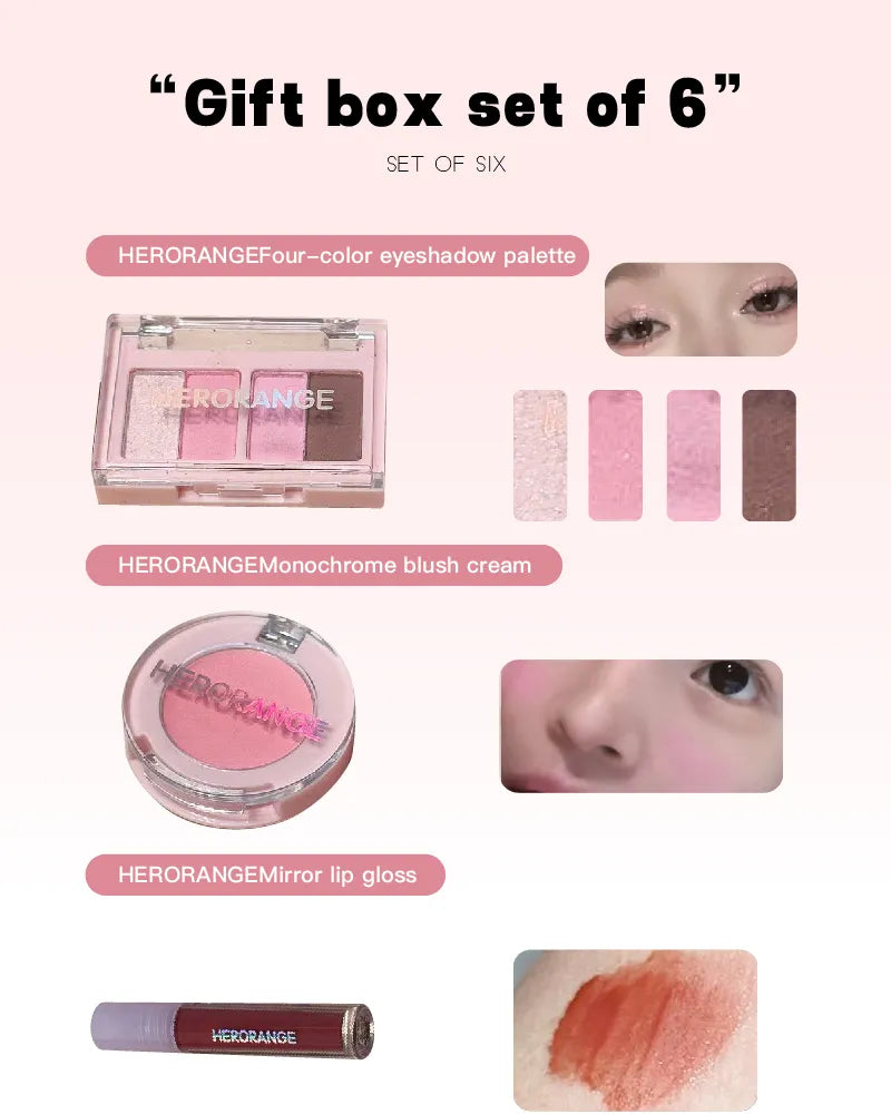 HERORANGE - Set of 6: Girl Pink Makeup Gift Box - Pinky