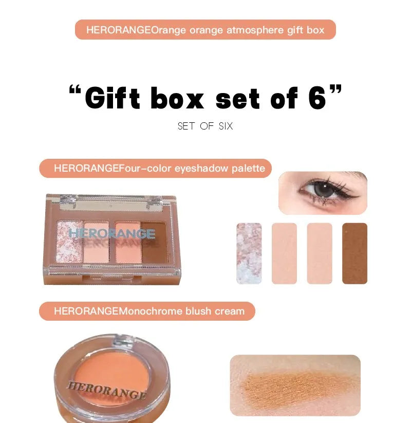 HERORANGE - Set of 6: Energetic Orange Makeup Gift Box - Orange